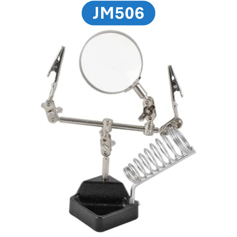 Kính lúp kẹp soi hàn mạch điện tử có đèn LED và gác mỏ hàn