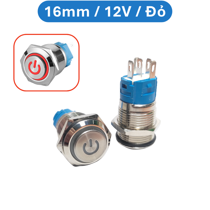 Nút nhấn chống nước đầu cao ( nhấn nhả/reset ) lỗ khoét 12mm/16mm/19mm/22mm
