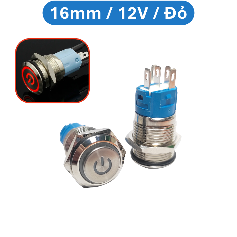 Nút nhấn chống nước đầu cao ( nhấn giữ - khoá ) lỗ khoét 12mm/16mm/19mm/22mm