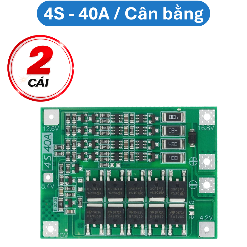Mạch sạc bảo vệ pin Lithium 3S/4S 40A 60A 18650 BMS 11.1V 12.6V/14.8V 16.8V