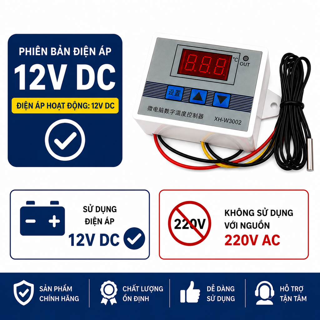 Bộ nhiệt độ, làm máy ấp trứng XH - W3002 - 12V/24V/220V