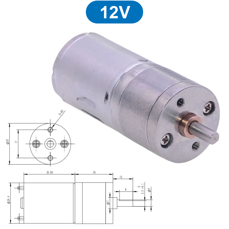 Động cơ giảm tốc JGA25 370, 6/12/24V nhiều tốc độ