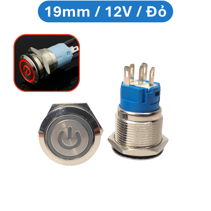 Nút nhấn chống nước đầu bằng ( Nhấn Giữ - Khóa ) lỗ khoét 12mm/16mm/19mm/22mm