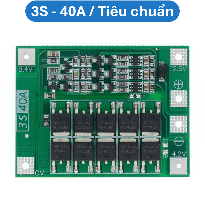 Mạch sạc bảo vệ pin Lithium 3S/4S 40A 60A 18650 BMS 11.1V 12.6V/14.8V 16.8V