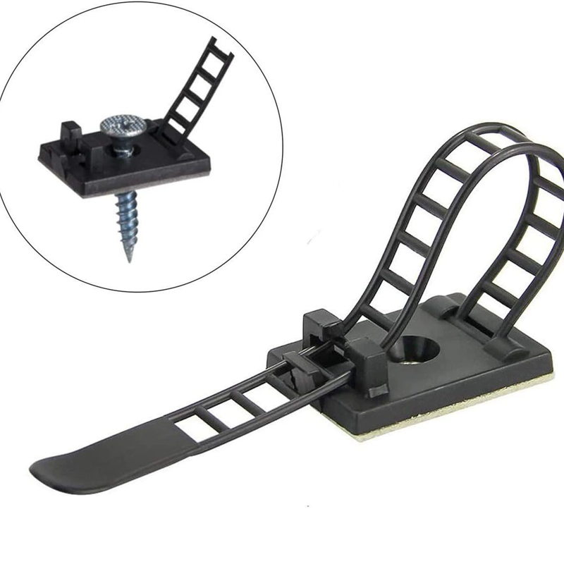 (10 cái) Kẹp rút giữ dây ACT trắng/đen có keo dán 3M 1600T