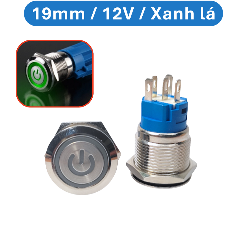 Nút nhấn chống nước đầu bằng ( Nhấn Nhả - Reset ) lỗ khoét 12mm/16mm/19mm/22mm