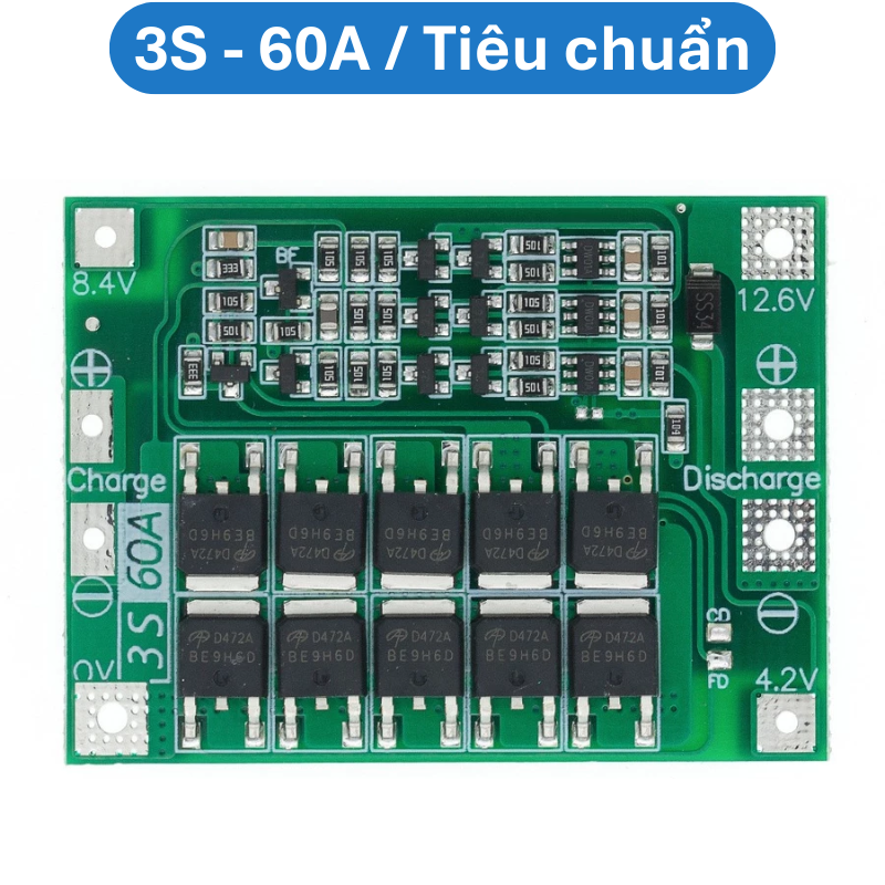 Mạch sạc bảo vệ pin Lithium 3S/4S 40A 60A 18650 BMS 11.1V 12.6V/14.8V 16.8V