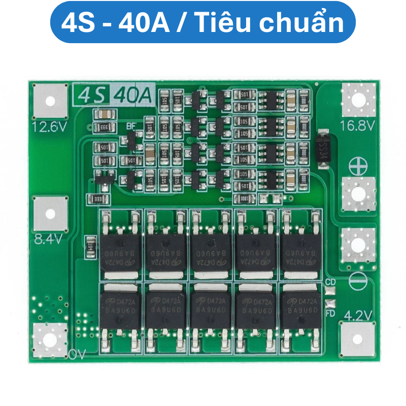 Mạch sạc bảo vệ pin Lithium 3S/4S 40A 60A 18650 BMS 11.1V 12.6V/14.8V 16.8V