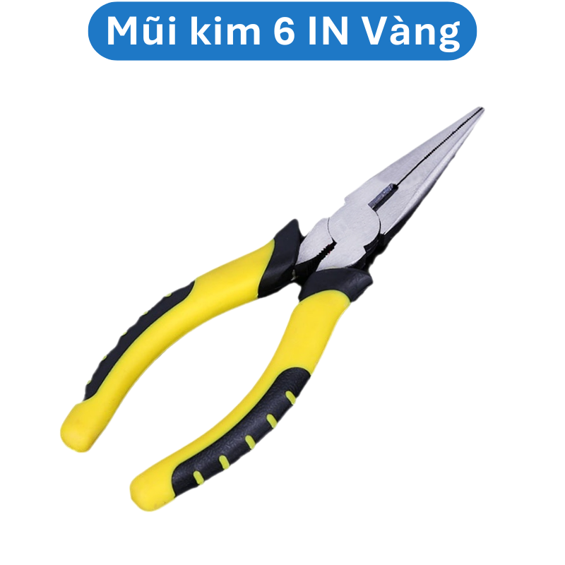 Kìm cắt dây, mũi kim, đầu bằng loại lớn SUPER đen vàng