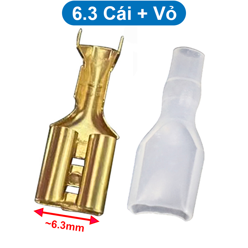 (100 cái) Đầu Cos ghim đực cái 15A 2.8 4.8 6.3 mạ Vàng
