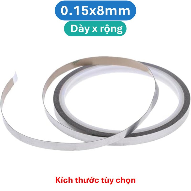 (10 Mét) Kẽm đơn hàn cell pin mạ Niken, dày 0.1-0.2mm, rộng 3-20mm