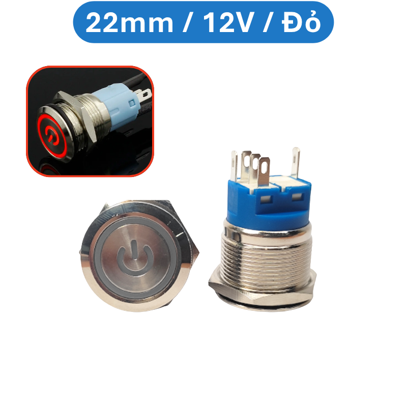 Nút nhấn chống nước đầu bằng ( Nhấn Giữ - Khóa ) lỗ khoét 12mm/16mm/19mm/22mm