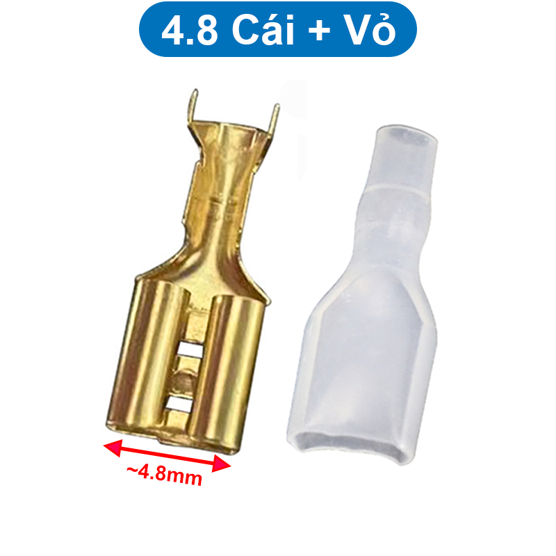 (100 cái) Đầu Cos ghim đực cái 15A 2.8 4.8 6.3 mạ Vàng
