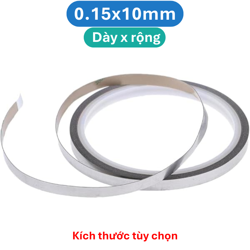 (10 Mét) Kẽm đơn hàn cell pin mạ Niken, dày 0.1-0.2mm, rộng 3-20mm
