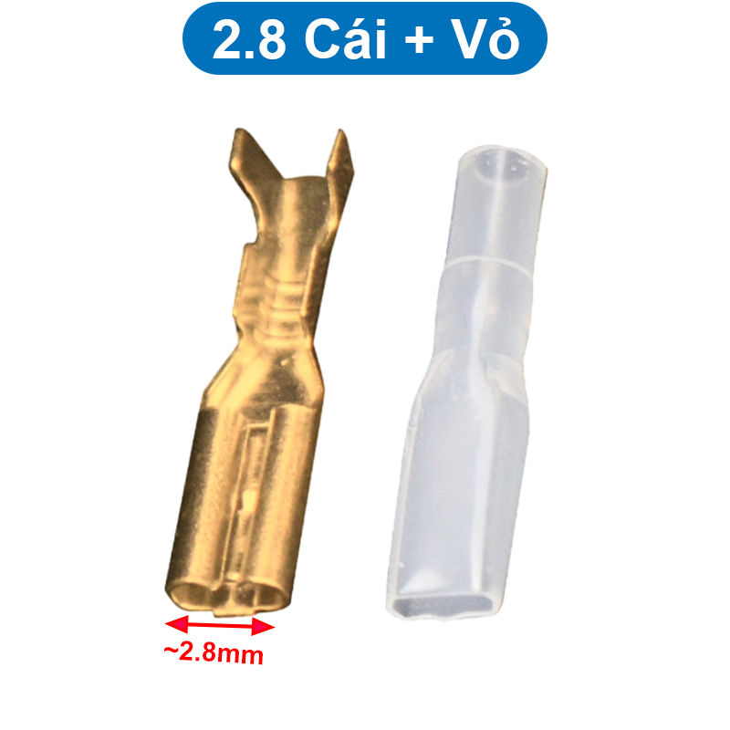 (100 cái) Đầu Cos ghim đực cái 15A 2.8 4.8 6.3 mạ Vàng