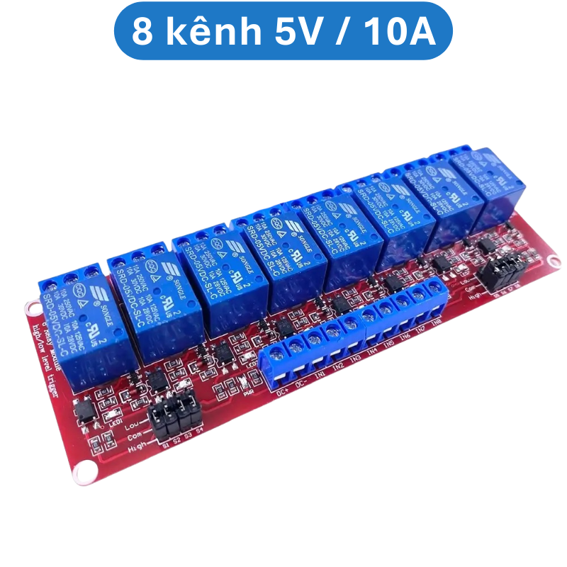 Mạch relay opto cách ly 1 - 8 kênh kích ( H/L) 5V/12V/24V - 10A/30A