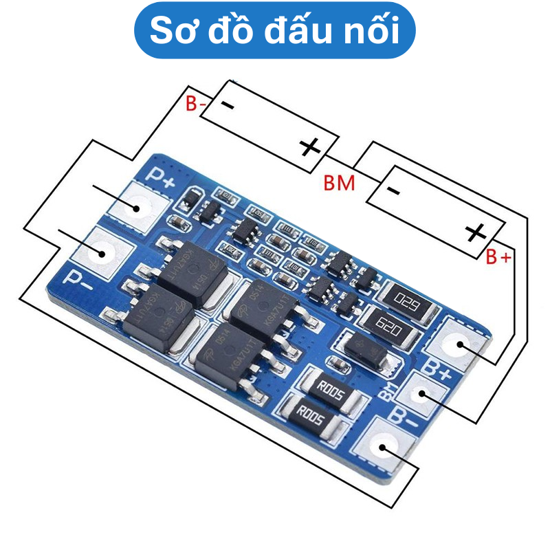 Mạch bảo vệ cân bằng pin Lithium 2S 7.4V ( pin 3.7V) không kẽm hàn