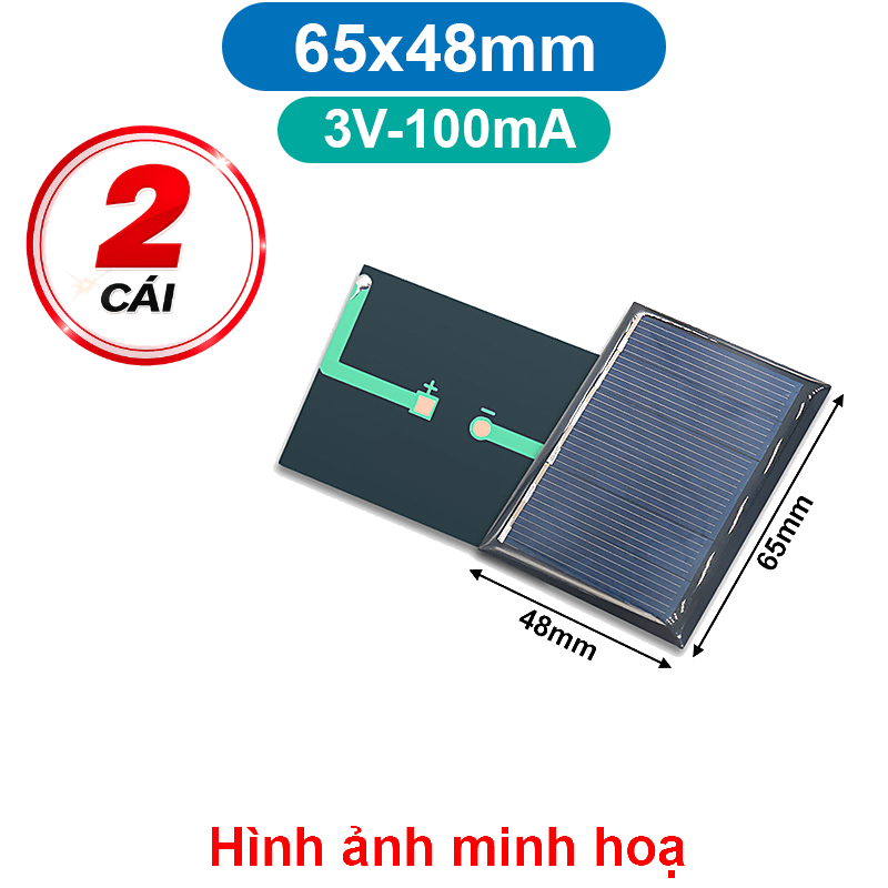 Tấm pin năng lượng mặt trời nhỏ, Solar panel mini, kích thước 65x48mm, 1V-6V, chạy motor, led…