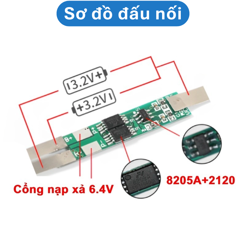 (2 Cái) Mạch bảo vệ pin sắt LifePo4 2S 6.4V có sẵn kẽm hàn