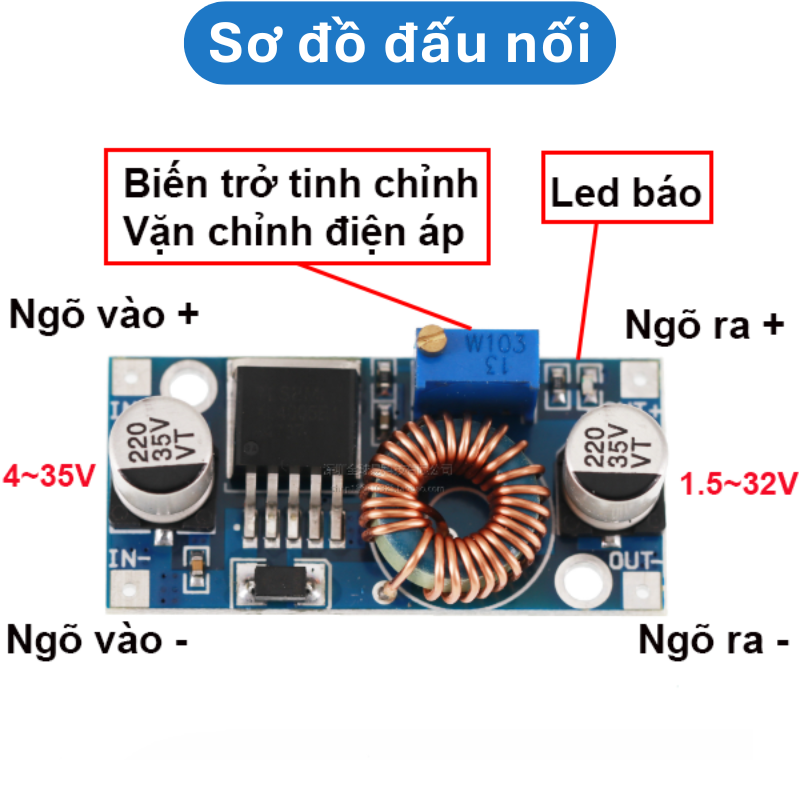 Mạch nguồn giảm áp, hạ áp 5A XL4005 DC - DC