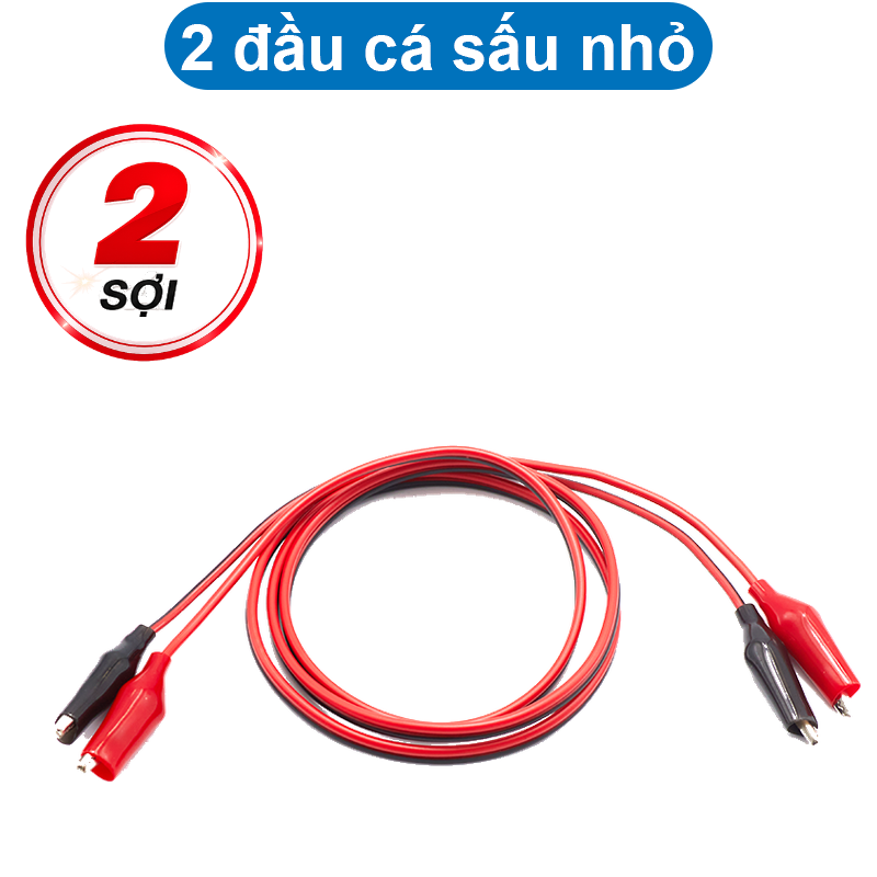 Dây điện kẹp 2 đầu cá sấu, 1 đầu cá sấu 1 bắp chuối dài 1m