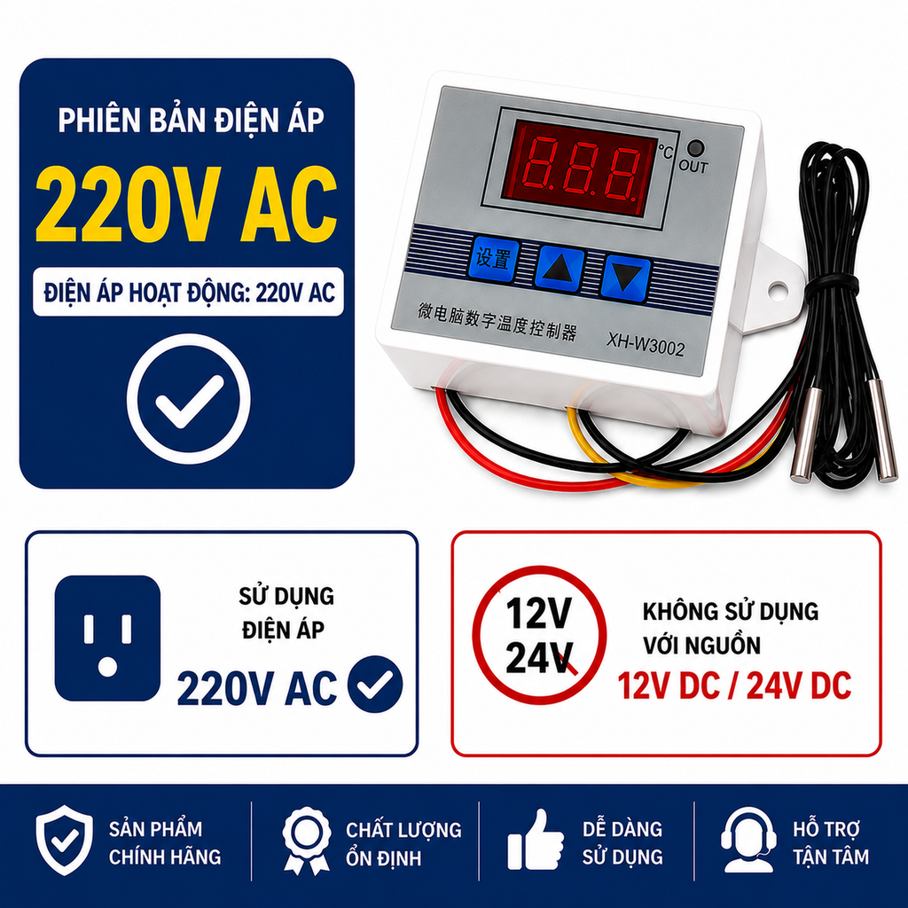 Bộ nhiệt độ, làm máy ấp trứng XH - W3002 - 12V/24V/220V