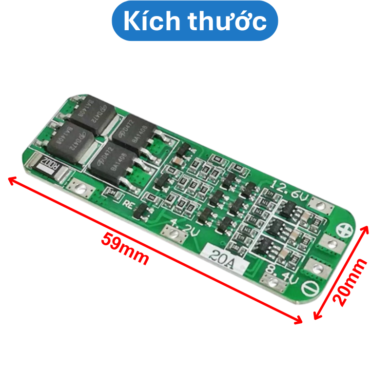 Mạch sạc cân bằng khối pin 3S ( 3 viên 18650) - dòng xả 20A
