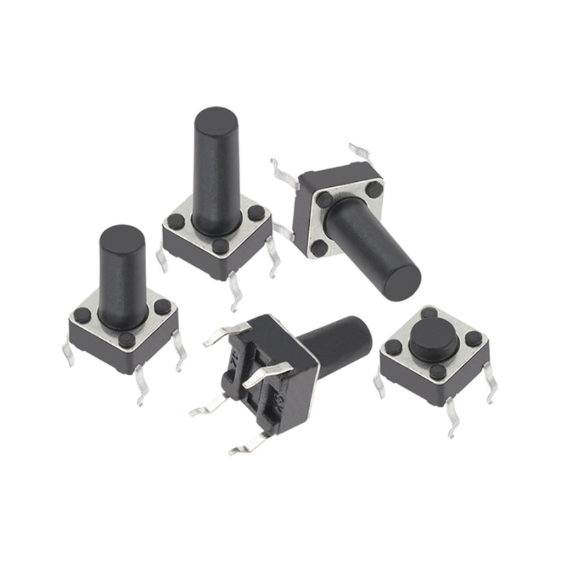 (20 Cái) Nút nhấn 6x6mm 4 chân cắm DIP cao 4.3 - 15mm