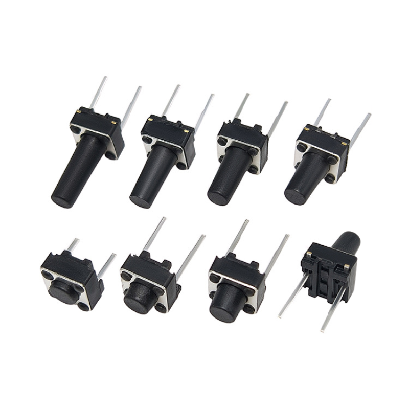 (50 Cái) Nút nhấn 6x6mm 2 chân cắm đứng cao 4.3 - 9mm