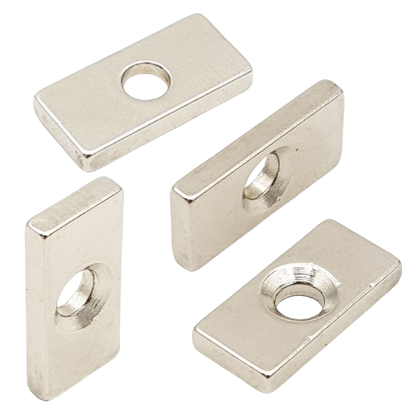 Nam châm đất hiếm vuông , chữ nhật 1 lỗ
