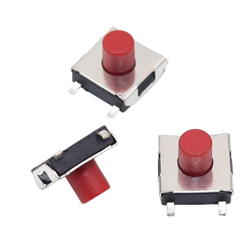 (50 Cái) Nút nhấn 6x6mm 4 chân dán đầu đỏ cao 2.5 - 3.7mm