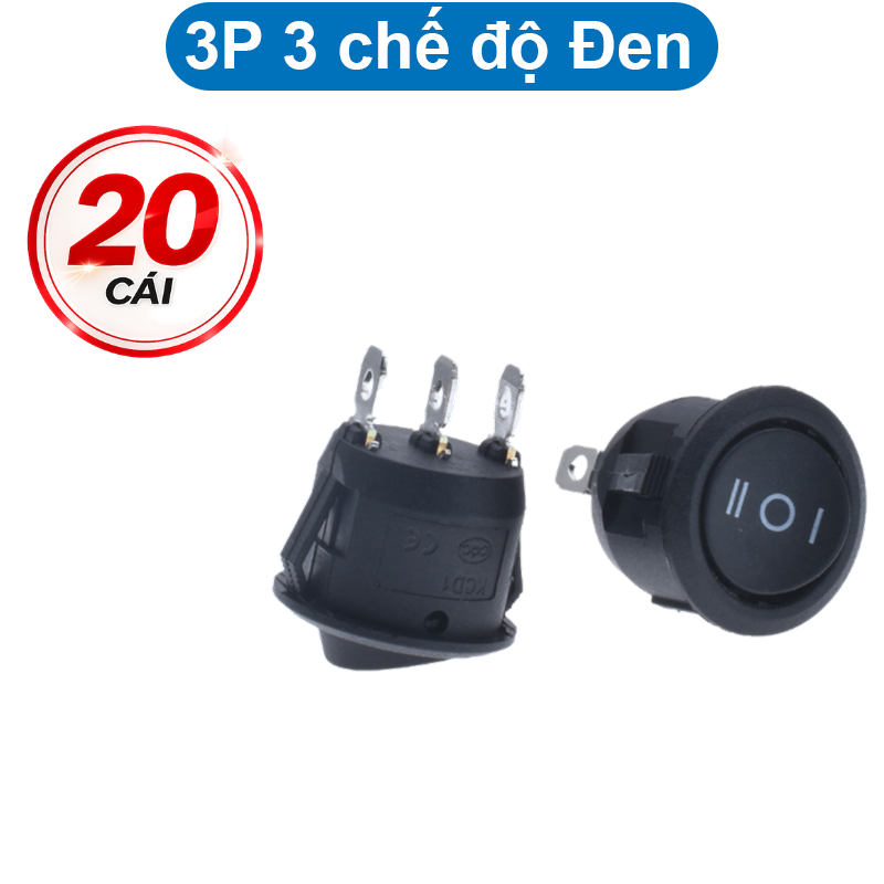Công tắc bập bênh KCD1 hình tròn 6A - 250V lỗ khoét 20mm