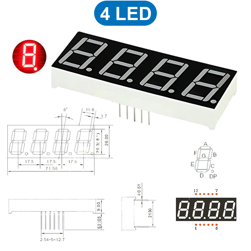 LED 7 đoạn màu đỏ 0.8 inch âm chung / dương chung