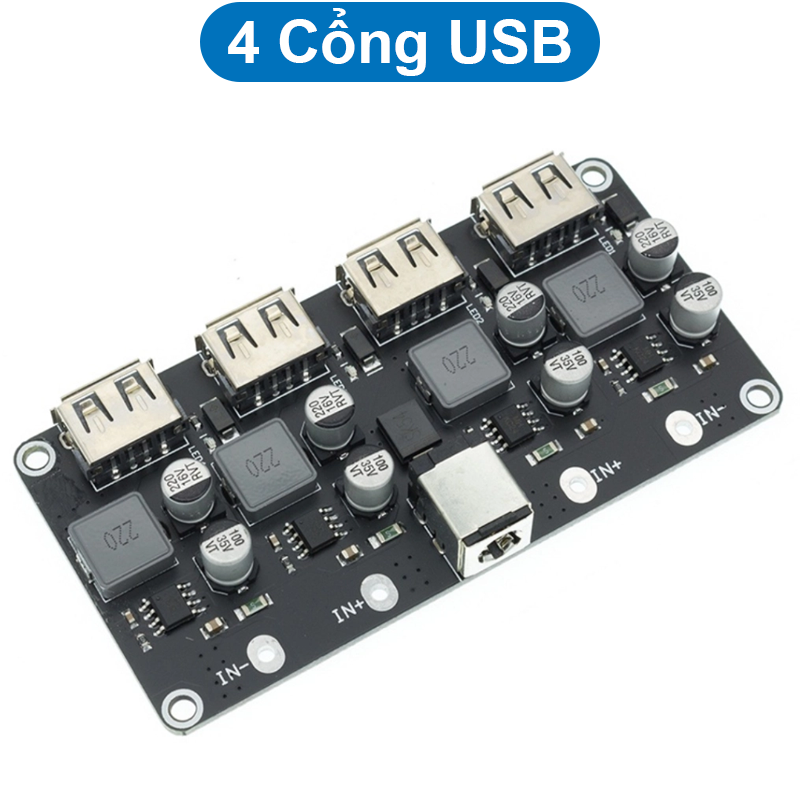 Mạch hạ áp 10-32V xuống 5V tối đa 24W chế sạc điện thoại, hỗ trợ sạc nhanh 1 - 4 cổng