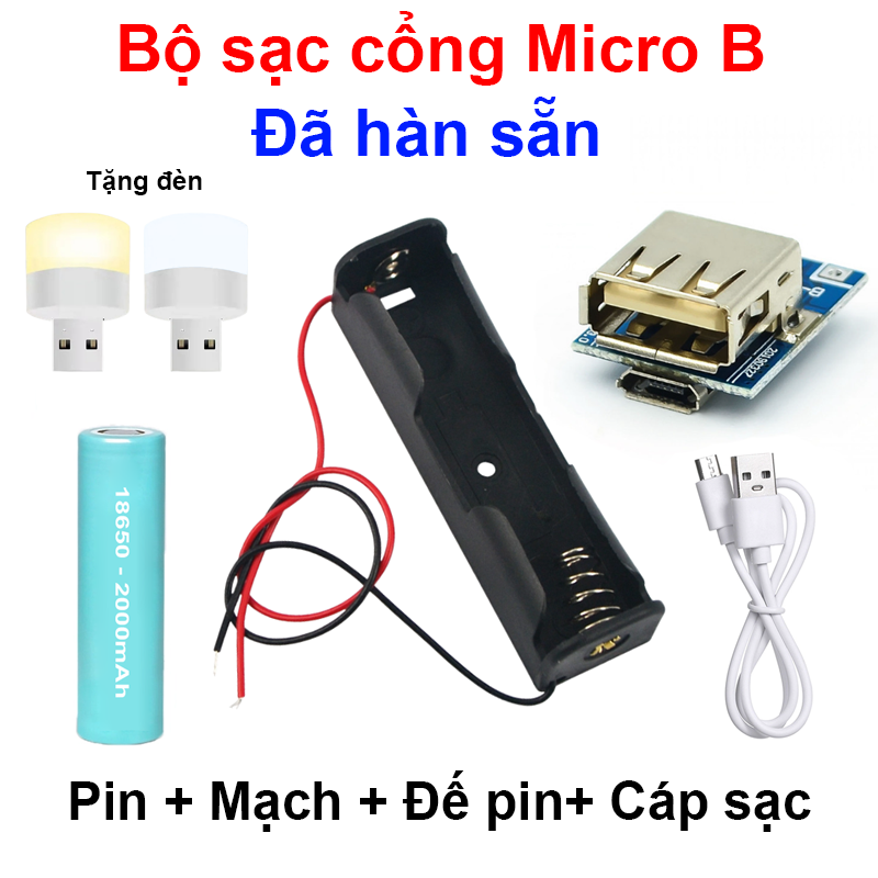 Mạch sạc pin dự phòng 5V 600mA mini có led báo trạng thái