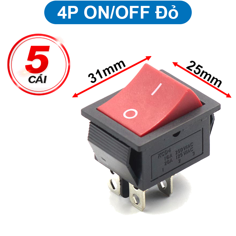 Công tắc bập bênh KCD4 16A/250V 25x31mm