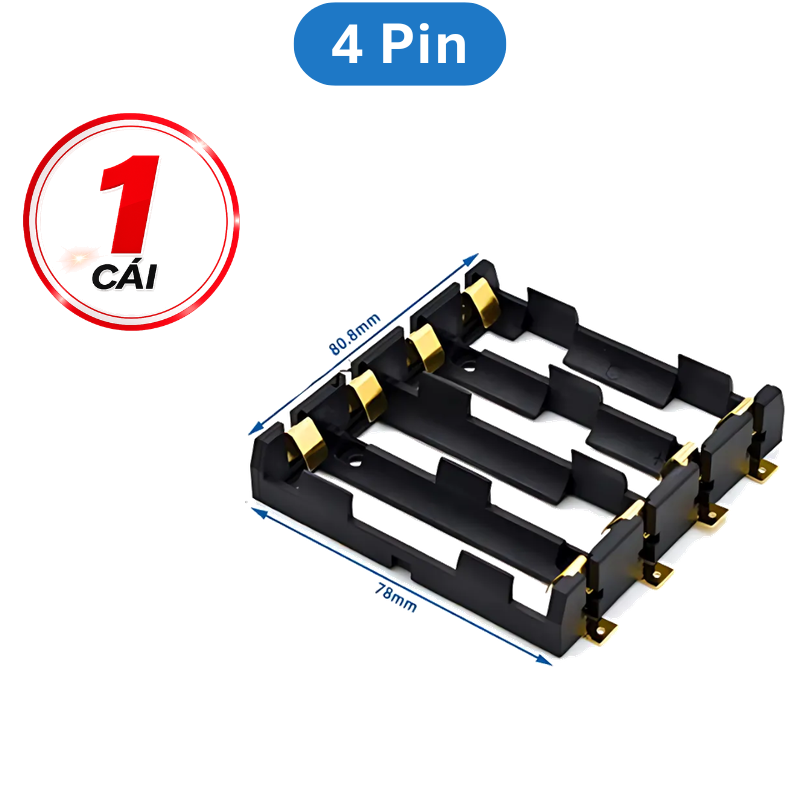 Đế pin 18650 chân đồng mạ vàng hàn PCB