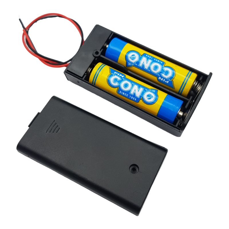 Đế pin tiểu, pin AA đầu ra dây nối tiếp, đế pin có nắp có kèm công tắc