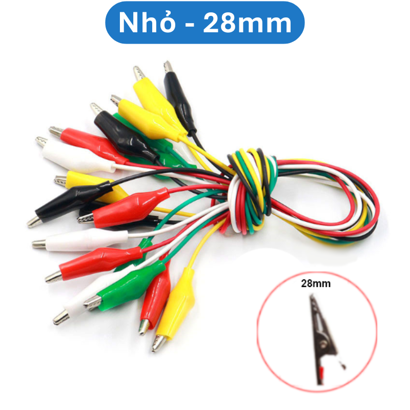 Bó 10 sợi dây kẹp cá sấu 2 đầu nhiều màu dài 50cm