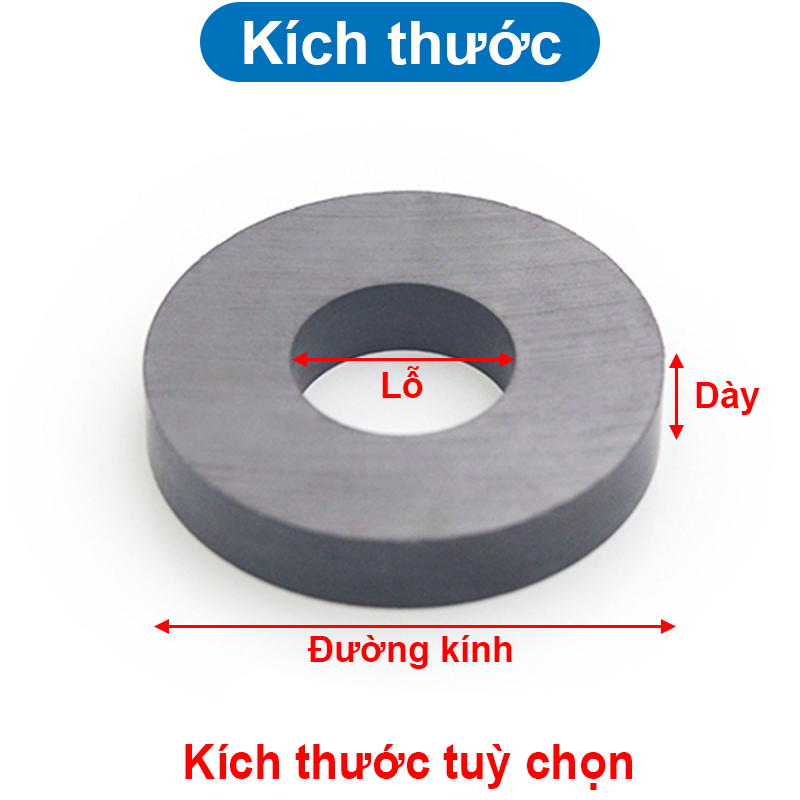 Nam châm Ferrite đen tròn có lỗ nhiều kích thước