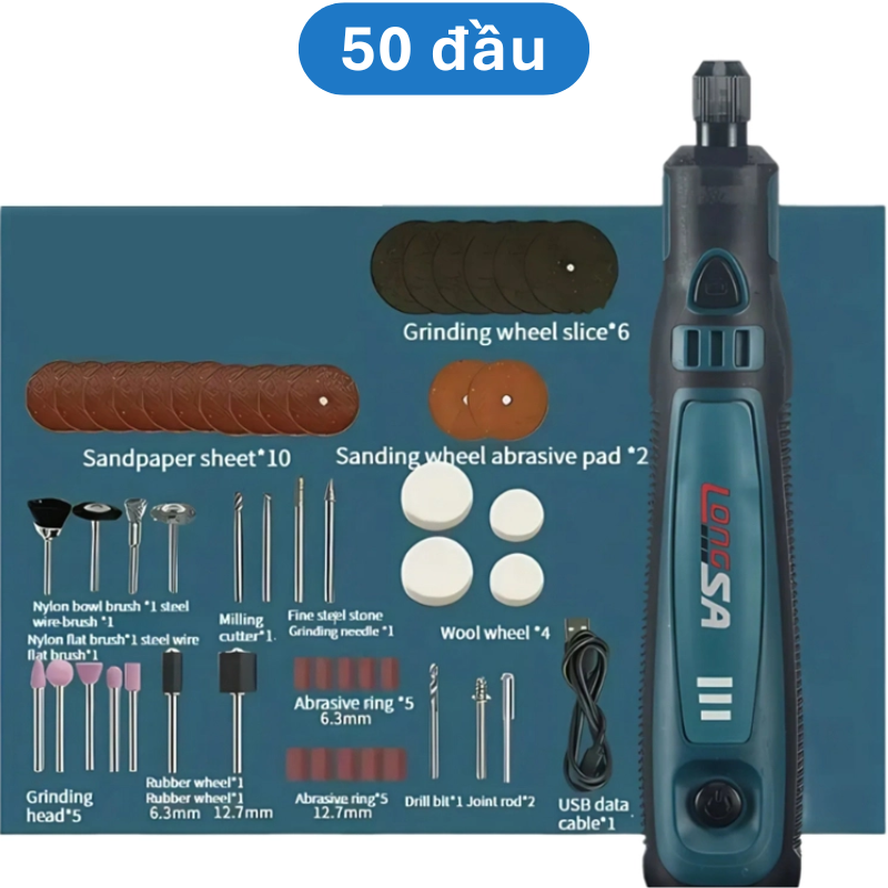 Máy mài mini, bút khắc, mài chà nhám đánh bóng tích hợp pin sạc