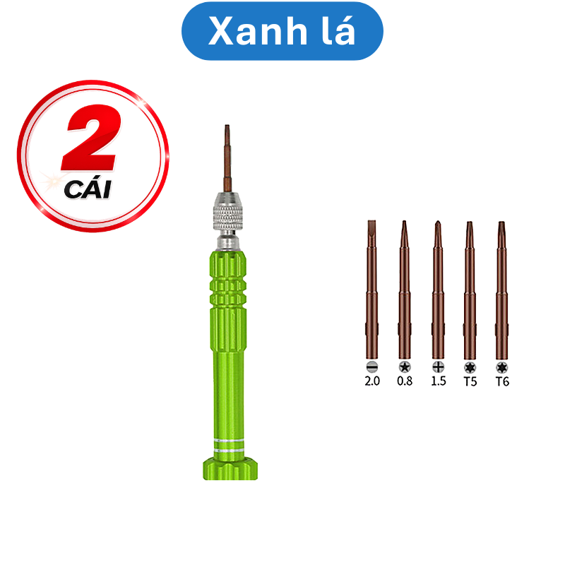 Tua vít 5 đầu sửa chữa điện thoại đa năng (5 đầu vít để trong thân tua vít)