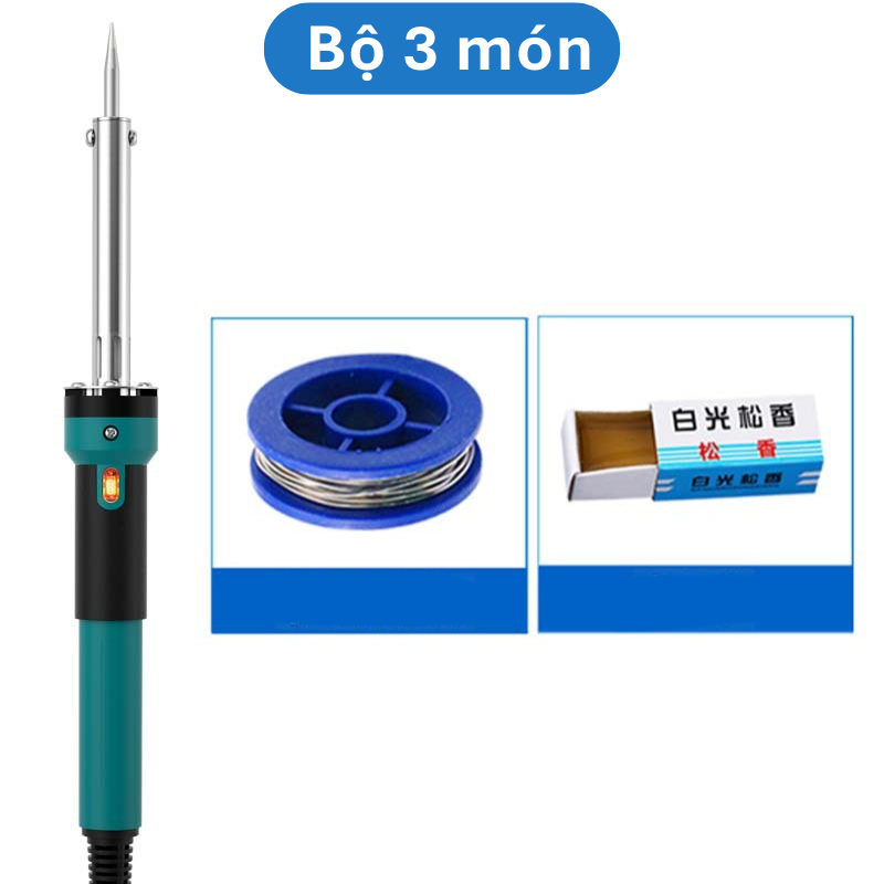 Bộ mỏ hàn thiếc 60W 220V, thiếc hàn, kệ hàn, nhựa thông