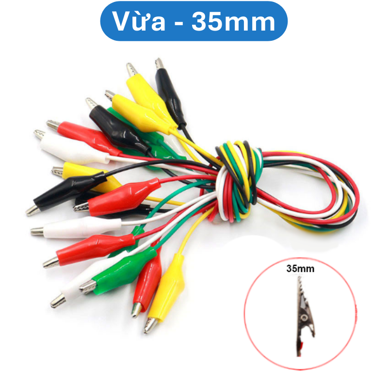 Bó 10 sợi dây kẹp cá sấu 2 đầu nhiều màu dài 50cm