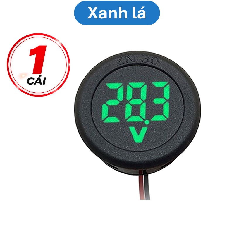 Đồng hồ tròn đo điện áp 4 - 100V DC màn hình LED