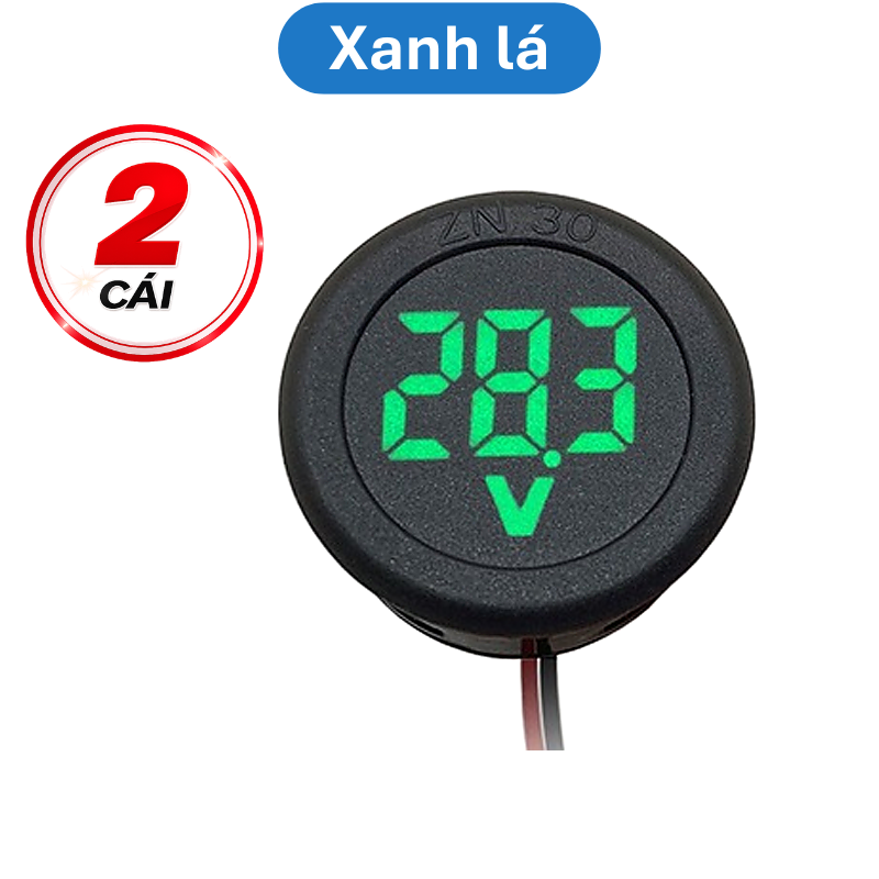 Đồng hồ tròn đo điện áp 4 - 100V DC màn hình LED