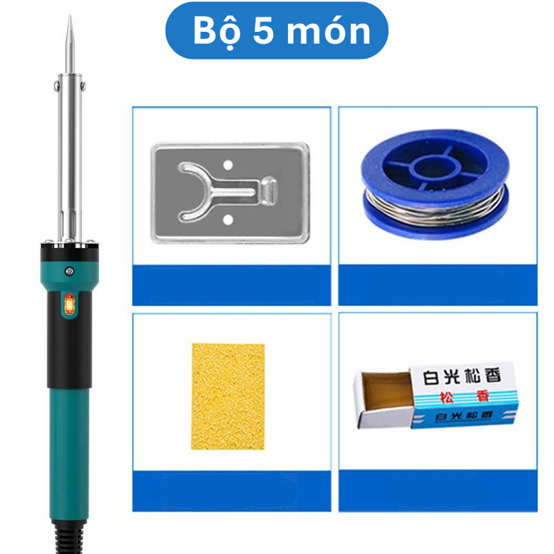 Bộ mỏ hàn thiếc 60W 220V, thiếc hàn, kệ hàn, nhựa thông