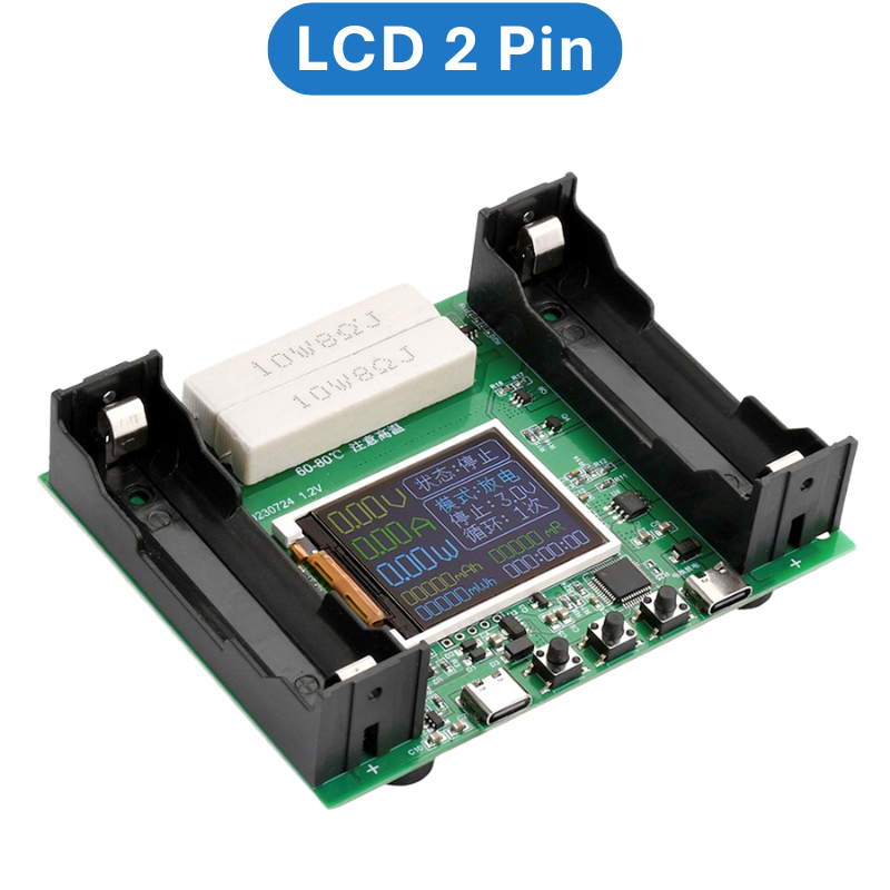 Mạch kiểm tra dung lượng pin 18650, có đế pin - màn hình LCD
