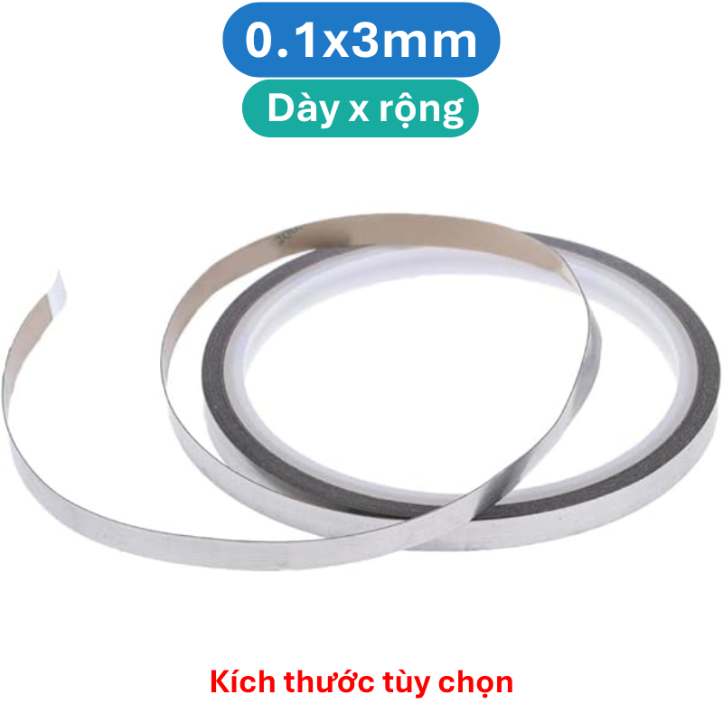 (10 Mét) Kẽm đơn hàn cell pin mạ Niken, dày 0.1-0.2mm, rộng 3-20mm