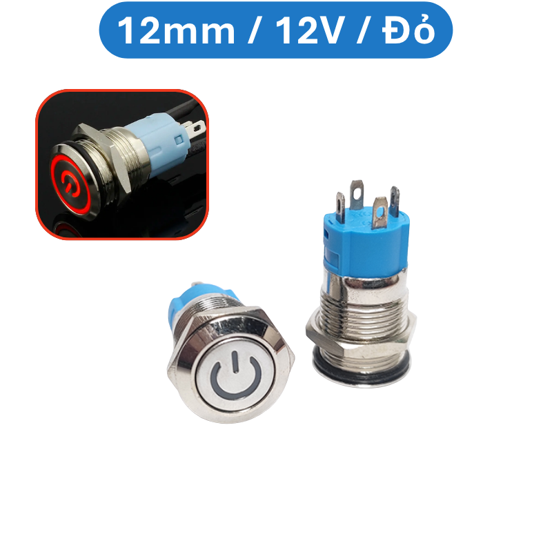 Nút nhấn chống nước đầu bằng ( Nhấn Giữ - Khóa ) lỗ khoét 12mm/16mm/19mm/22mm